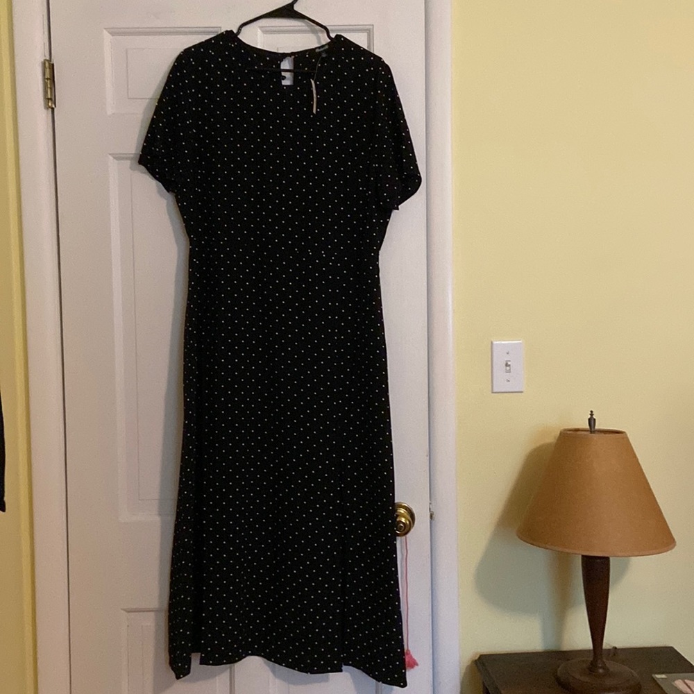 Madewell silk black polka dot midi dress